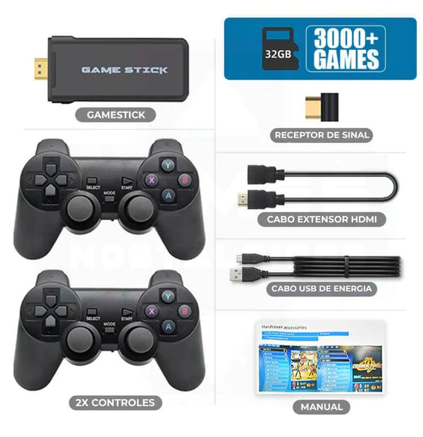 GAME STICK   Retro   - + 2 controles sem fio e 10 mil Jogos  ( Frete grátis somente hoje )